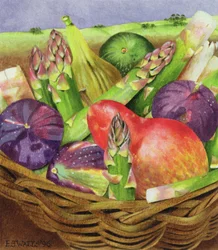 Pêra Vermelha com Figos e Espargos, 1996 (acrílico sobre papel)