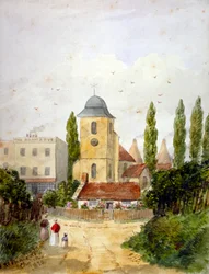 St Pancras Old Church e Adam and Eve Tavern, Londres, 1830.