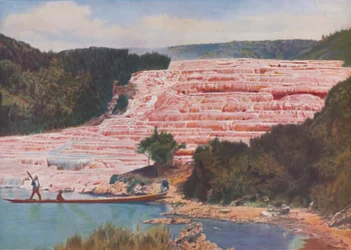 Beleza liberada dos novos terraços cor de rosa da Nova Zelândia antes de sua destruição total, c1935