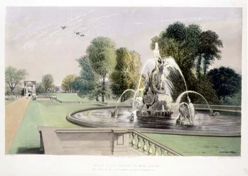 St. George and the Dragon Fountain, Holkham, pub. de Thomas McLean (litho)