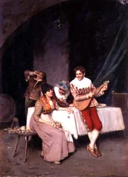 O Vendedor Bashful Flower (óleo sobre tela)