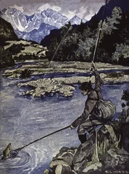 Pesca num rio, c.1900 (ilustração)