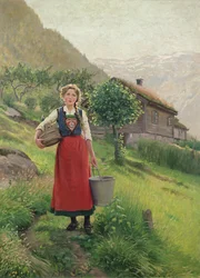 Summer mountain pasture girl