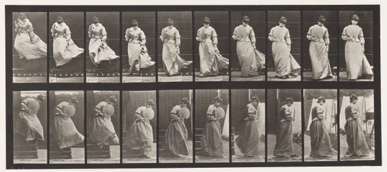 Placa 142.Descending escadas, transformando vestido pego, 1885