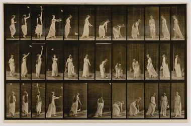 Woman Throwing Handkerchief in Air, Picking It Up, do livro Animal Locomotion