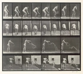 Mulher, jogar, um, balde água, prato, 401, de, &39;Animal, Locomotion&39;, 1887