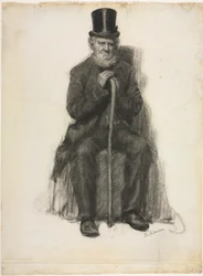 Estudo de um homem velho (possivelmente um estudo para o retrato de Peter Folger), c.1886 (giz preto)
