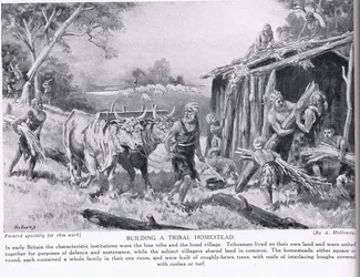 Construindo uma herdade tribal, ilustração de "História das Nações de Hutchinson", c.1910