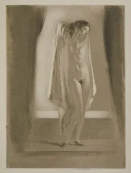 Uma mulher a sair de um banho, ilustração para "Mitsou" de Sidonie-Gabrielle Colette (1873-1954) publicada em 1930 (gravura e ponto seco)