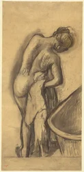 Depois do banho: Mulher a secar-se, c.1900 (pastel)
