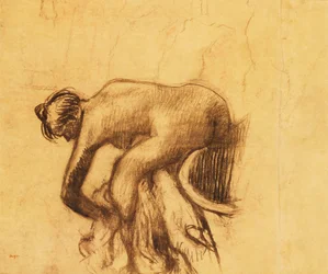 Após o banho, mulher secando-se, 1890 "s