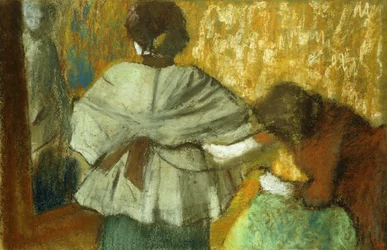 No Couturiere, o encaixe; Chez la Couturiere, L "ensaio, 1882