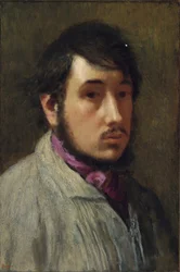 Auto-retrato - Pintura de Edgar Degas (1834-1917), óleo sobre papel, cerca de 1858, 47x32 cm - (Auto-Retrato, Óleo sobre papel de Edgar Degas) - Coleção Particular