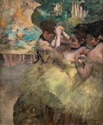 Nos bastidores (também conhecidos como "Yellow Dancers"). 1874-1876. Óleo sobre tela.