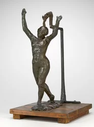 Dançarino avançando, braços levantados, c. 18851890.