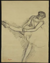 Dançarina sentada, reajustando sua meia, c.1880