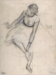 Bailarina a ajustar o sapato. Desenho de Edgar Degas (1834-1917). Nova Iorque. Metropolitan Museum of Art.