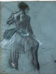 Dançarino de costas e estudos de três pés (detalhe). Por volta de 1878. Carvão vegetal e pastel sobre papel.