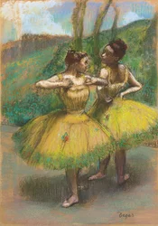 Dançarinos com saias amarelas (dois dançarinos em amarelo), c.1896 (pastel e carvão sobre papel unido)