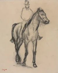 Cavalo e cavaleiro, c.1890 (giz preto)