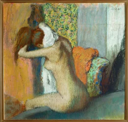 Mulher jovem a secar o pescoço (óleo sobre tela)