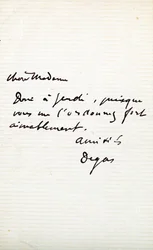 Carta do artista para Berthe Morisot (1841-95)