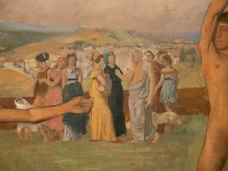 Garotinhas espartanas provocando garotos (detalhe). Por volta de 1860-1862, retomada antes de 1880. Óleo sobre tela