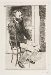 Manet assentado, girado para a direita, 1864-65.