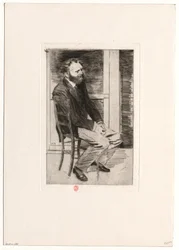 [Manet sentado, virado para a direita]