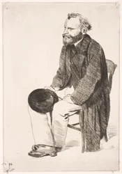 Manet sentado, voltado para a esquerda