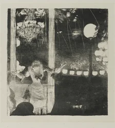 Mlle Becat no Café des Ambassadeurs, 1877-78 (lito em papel de capa)