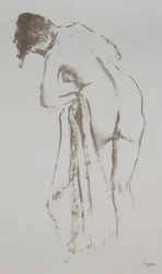 Mulher nua de pé com toalha, 1891-92