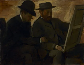 Paul Lafond e Alphonse Cherfils examinando uma pintura