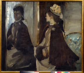 Retrato de Madame Jeantaud (1851 - 1929) no espelho. Pintura de Edgar Degas (1834-1917)