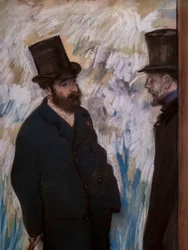 Retrato de amigos, em cena (detalhe) (também conhecido como "Retrato de Ludovic Halevy e Albert Boulanger-Caverna"). 1879. Pastel sobre papel.