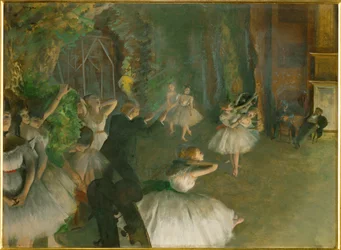 Repetição de um ballet no palco (óleo sobre cartão)