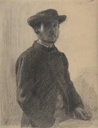 Auto-Retrato, c.1857 (giz preto e grafite com branco sobre papel de capa bege)