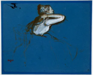 Dançarino sentado à direita Essência em papel azul de Edgar Degas (1834-1917) 1873 Dim. 0,23 x 0,29 m Paris. Museu Orsay