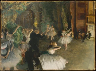 O ensaio de ballet em palco