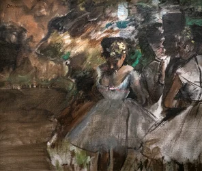 Três dançarinos nos bastidores. 1880-1885. Óleo sobre tela.