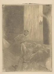 Dois dançarinos em uma sala de ensaio, 1877-78.