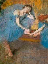 Dois dançarinos em repouso (também conhecidos como "Blue dancers") (detalhe). Por volta de 1898. Pastel em papel de velino fino.