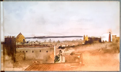 Vista de Nápoles Aguarela (aguarela)