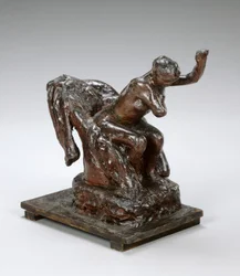 Mulher sentada em uma poltrona, limpando sua axila esquerda, c.1890s (cera marrom e plastilina)