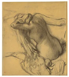 Mulher, secar, cabelo, c.1890-95