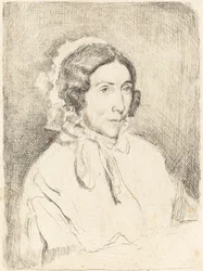 Mulher em um Cap Dame agée com babados, 18591860.