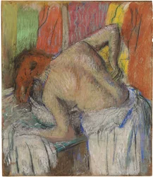 Mulher lavando as costas, c.1895 (pastel sobre papel colado colocado a bordo)