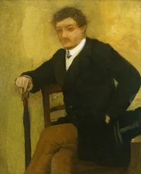 Jovem sentado com jaqueta e guarda-chuva; Jovem, sentando, com, jacquette, e, guarda-chuva, c.1864-1868