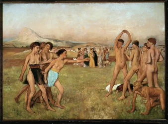 Jovens espartanos em exercício (óleo sobre tela)
