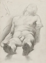 Study - Lying Man, 1856-58 (grafite sobre papel creme colorido)